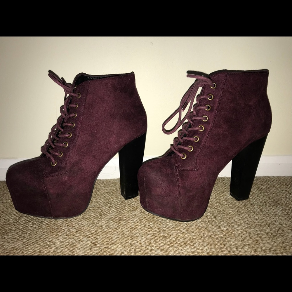 Maroon Jeffrey Campbell Style Thick Heels